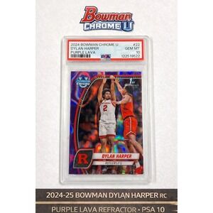 2024-25 Bowman University Chrome - Dylan Harper #22 Purple Lava Refractor PSA 10